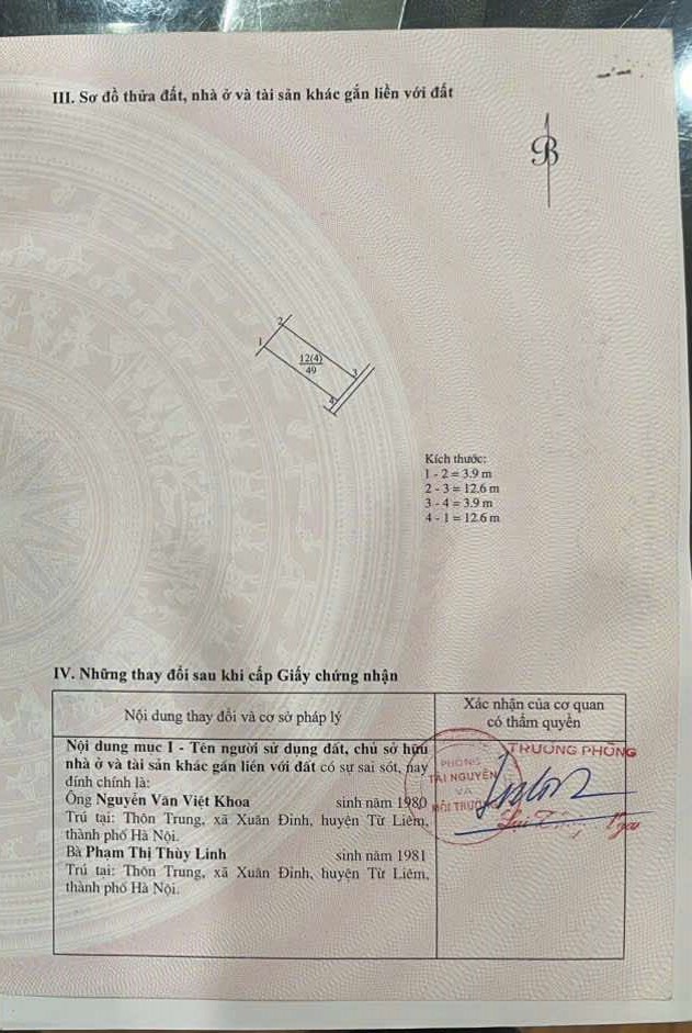  BÁN ĐẤT 49 m2 AN ĐÀO – TRÂU QUỲ- GIA LÂM – GIÁ CHỈ 5.3 TỶ. LH 0985865658 