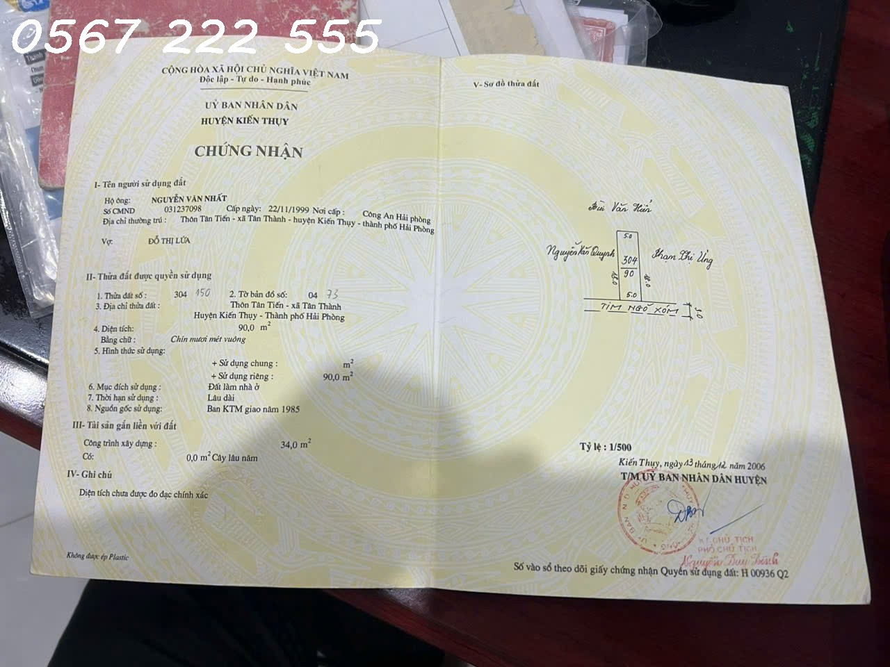  CHÍNH CHỦ BÁN GẤP ĐẤT TẶNG NHÀ CẤP 4 – NHÁNH 3 BÙI PHỔ, PHƯỜNG TÂN THÀNH, DƯƠNG KINH  ZALO 0567 222 555 