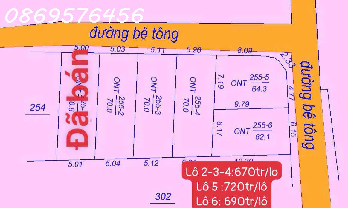  MỞ BÁN 5 LÔ NỀN THỔ CƯ TẠI KHÁNH HOÀ GIÁ ĐẦU TƯ 