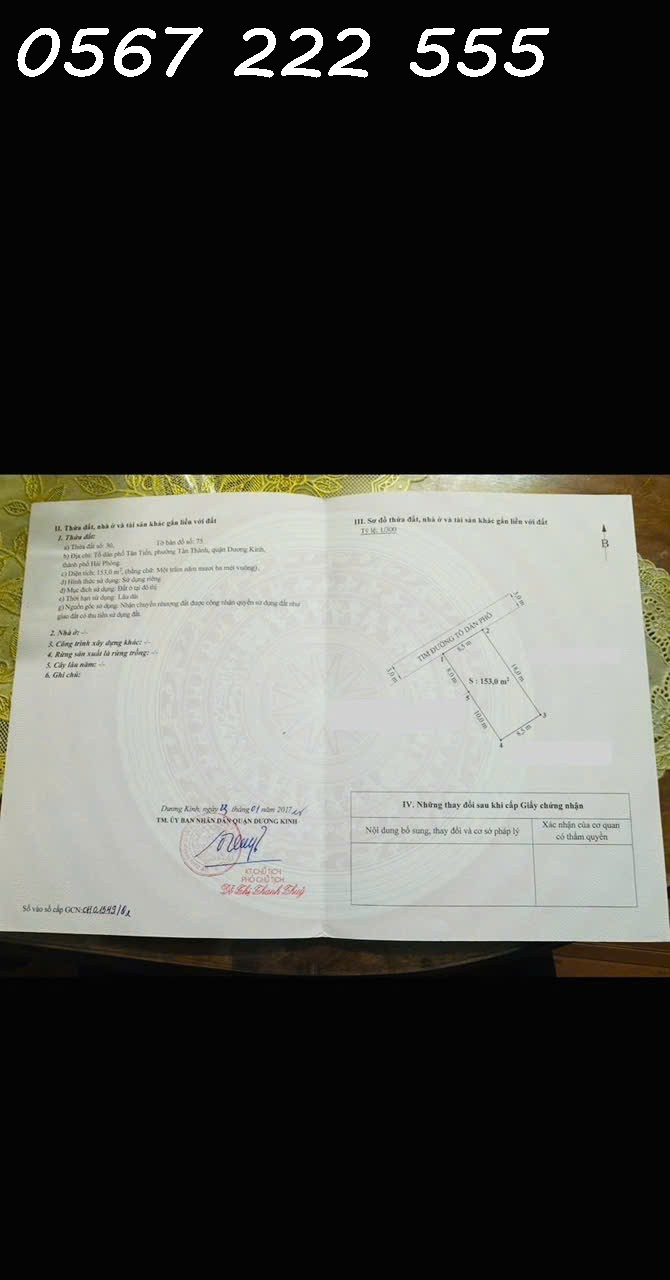  Chính chủ gửi bán lô đất đẹp nhánh 3 Bùi Phổ – phường Tân Thành, quận Dương Kinh – Hải Phòng 