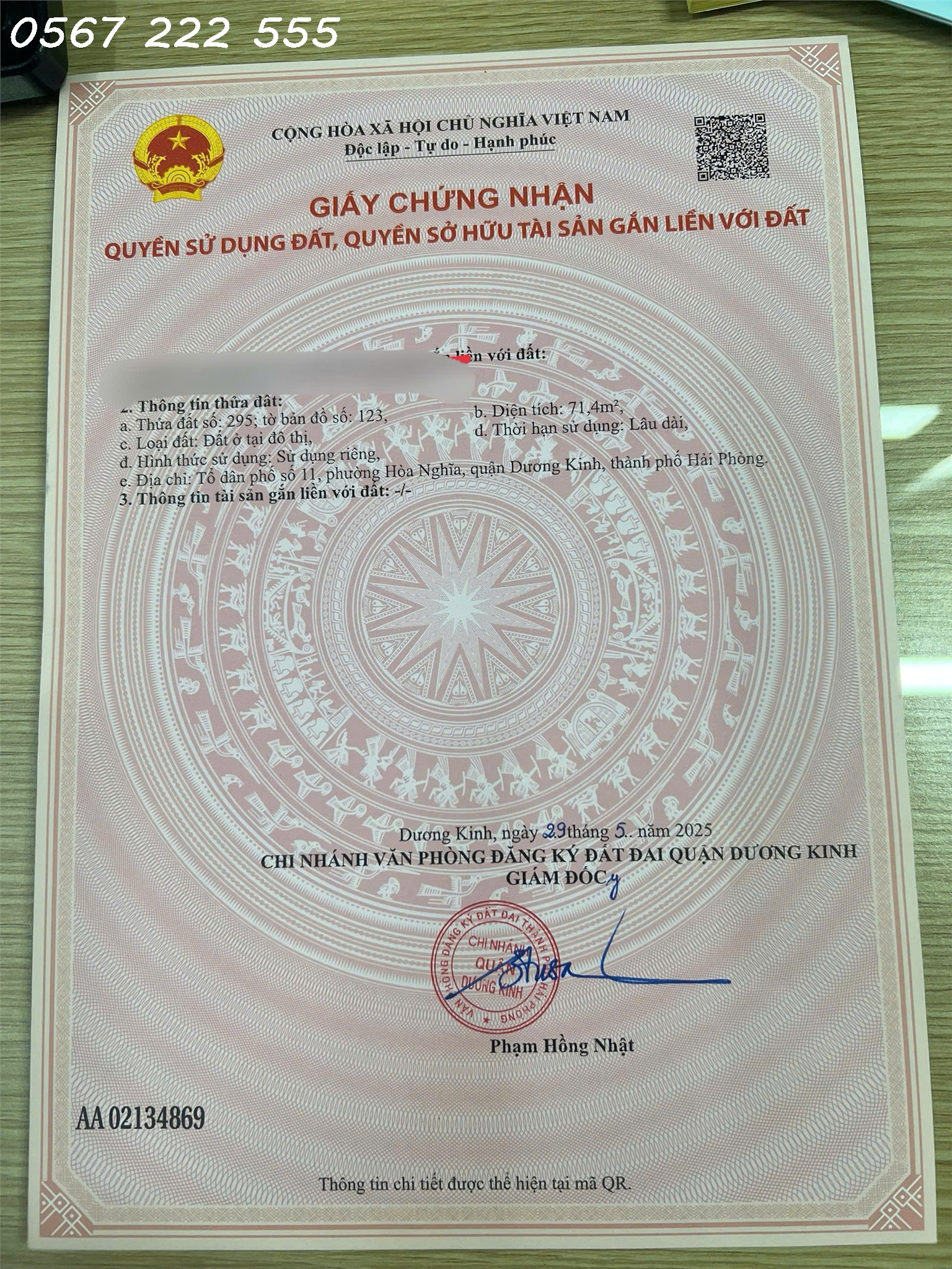  Lô góc hiếm Tư Thủy – Hòa Nghĩa, đường nhựa 5m thông, giá chỉ 1.x tỷ  ZALO 0567 222 555 