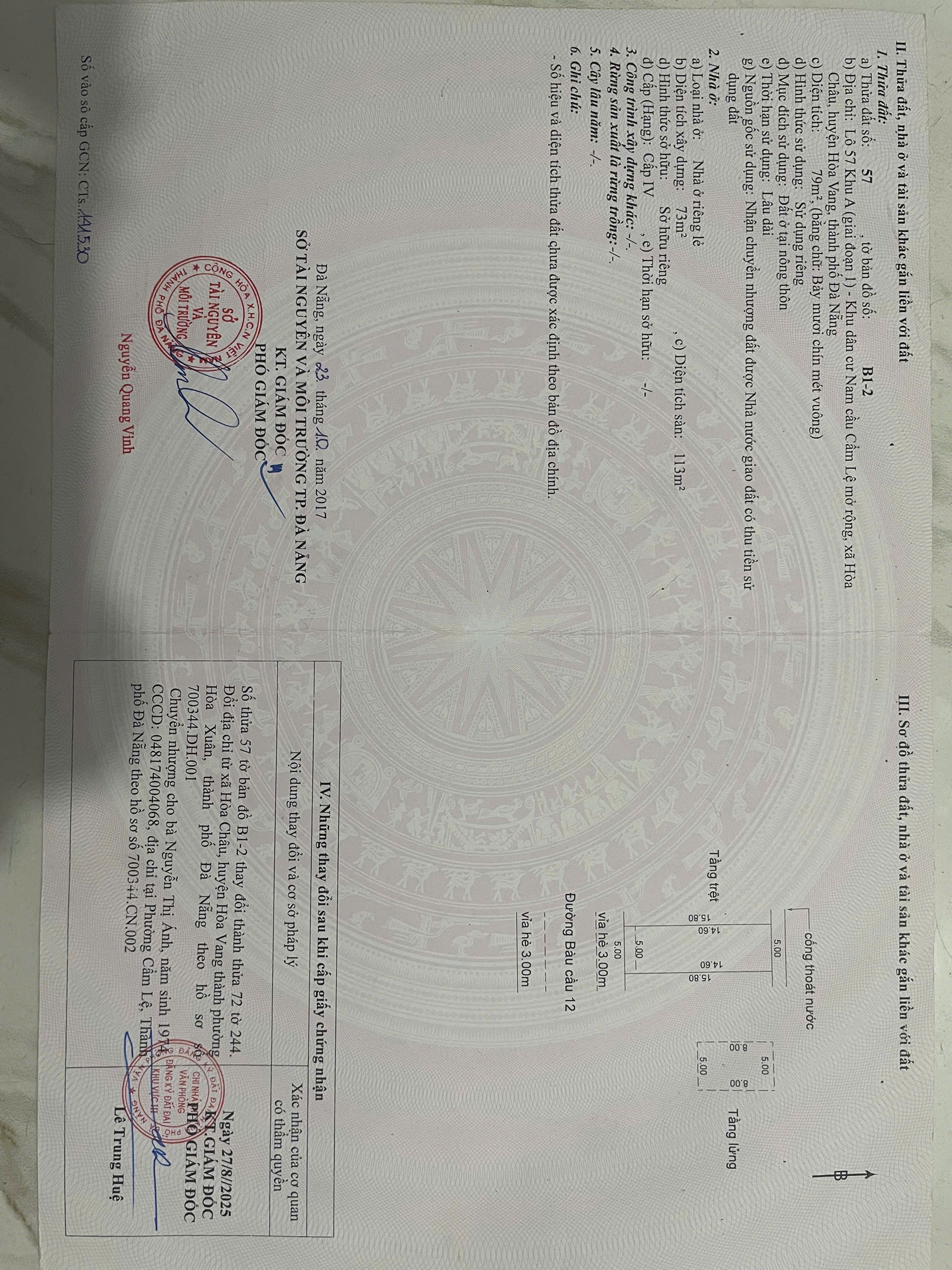  chính chủ cần bán nhà cấp 4 mặt tiền đường Bàu Cầu 12, số nhà 16, P. Hoà Xuân, TP Đà Nẵng 