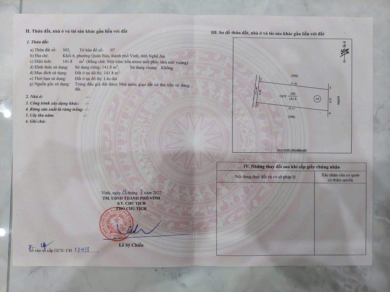  Bán lô 142m2 khu đấu giá khối 6 Quán Bàu, ngõ đường Hàn Quốc, TP Vinh 