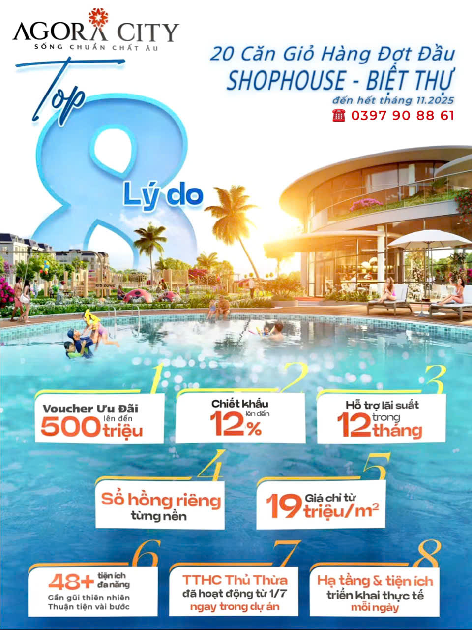  CƠ HỘI VÀNG TRƯỚC NGƯỠNG TĂNG GIÁ - 8 LÝ DO NHÀ ĐẦU TƯ CHỌN AGORA CITY: 19 tr (V). Khanh 0397908861 