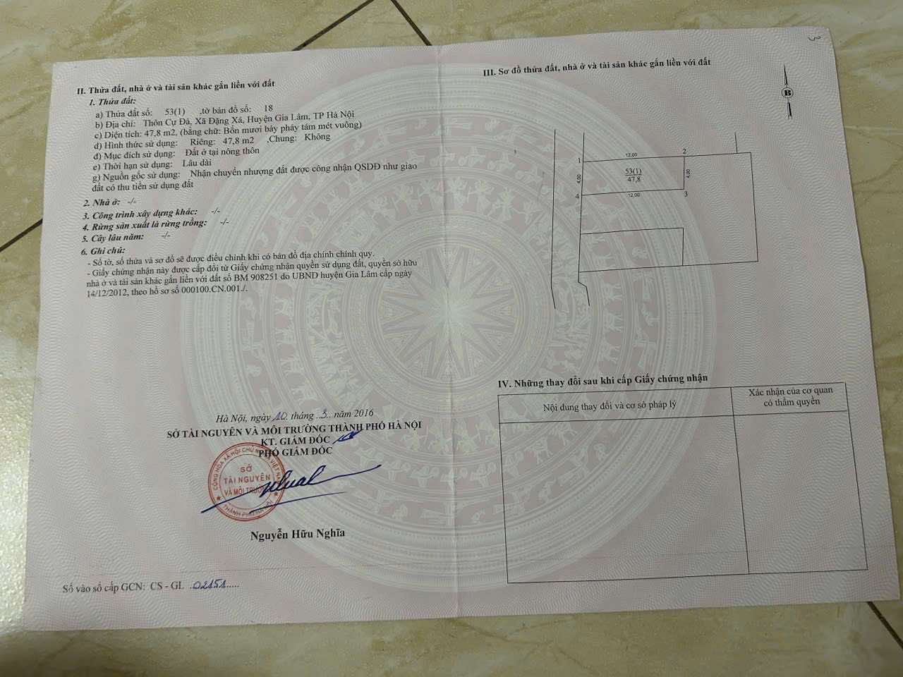  BÁN ĐẤT MẶT HỒ ĐẶNG XÁ, 48 M2 GIÁ 4.8 TỶ, LH 0985865658 