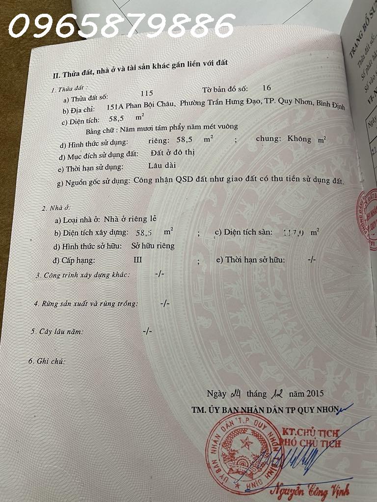  CHÍNH CHỦ bán nhà mặt phố Phan Bội Châu trung tâm Quy Nhơn - 58,5m², 3 tầng 