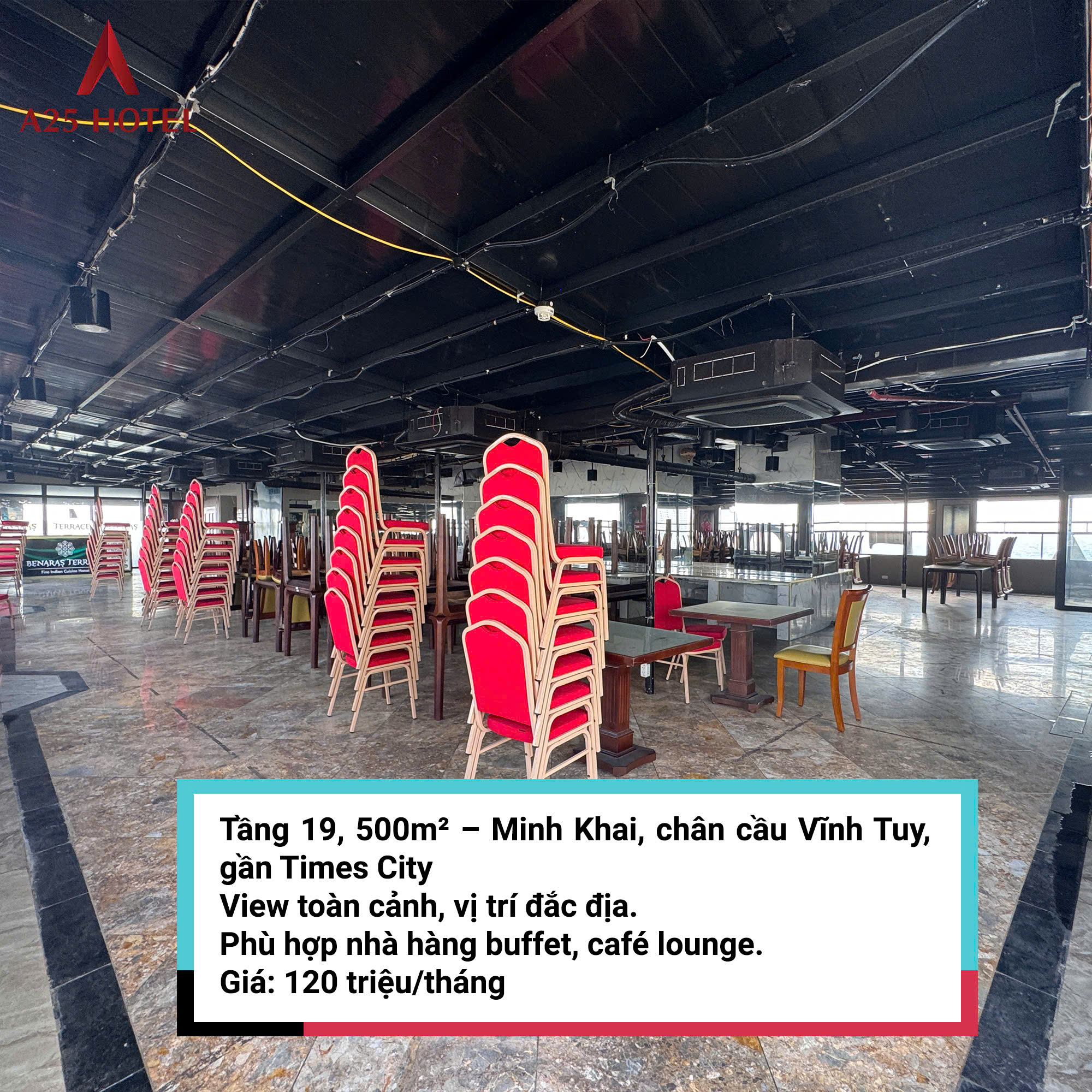  CHO THUÊ TẦNG 19 – TÒA A25 MINH KHAI, HAI BÀ TRƯNG, HÀ NỘI - 500M2 - 120TR/THÁNG 