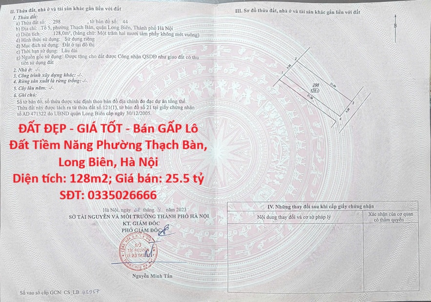  ĐẤT ĐẸP - GIÁ TỐT - Bán GẤP Lô Đất Tiềm Năng Phường Thạch Bàn, Long Biên, Hà Nội 