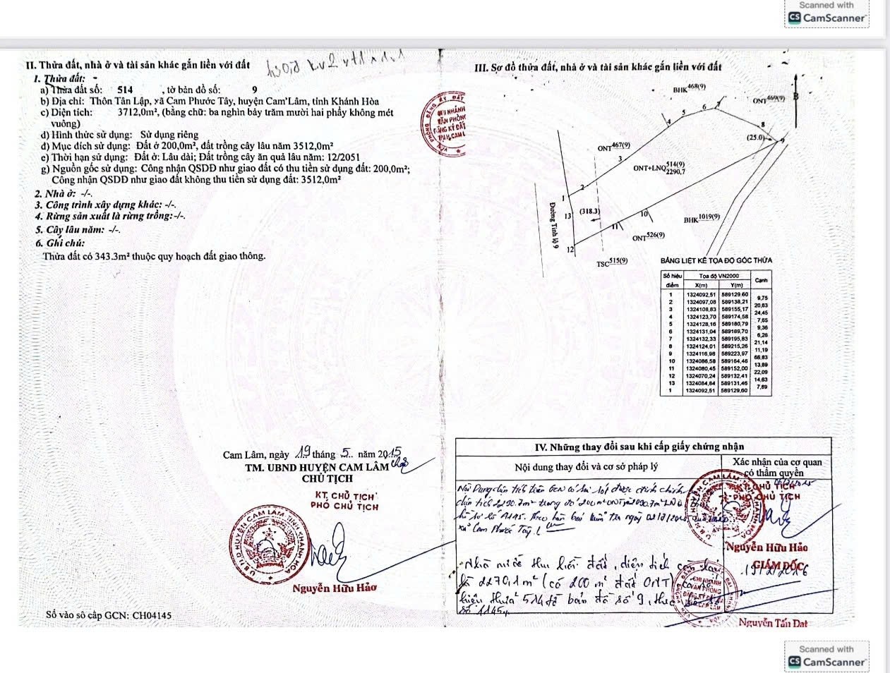  VỊ TRÍ ĐẸP - ĐẦU TƯ SINH LỜI - Bán Đất Mặt Tiền Đường Tỉnh Lộ 9, Cam Phước Tây, Cam Lâm, Khánh Hoà 