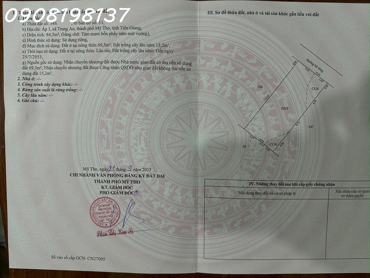  CHÍNH CHỦ CẦN TIỀN BÁN GẤP NHÀ CẤP 4 - 3 PHÒNG NGỦ TP. MỸ THO, TIỀN GIANG 