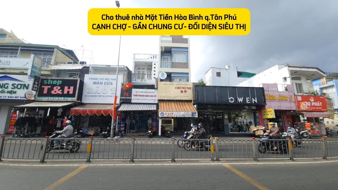  Cho thuê nhà mặt tiền Hòa Bình 72m², 3 Lầu - NGAY CHỢ-SIÊU THỊ 