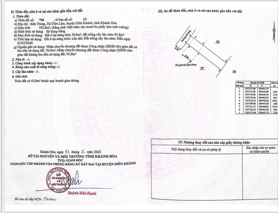  ĐẤT CHÍNH CHỦ - GIÁ TỐT- Cần Bán Lô Đất Tại xã Diên Lâm, Diên Khánh, Khánh Hoà 