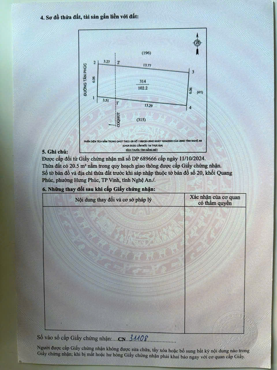  BÁN ĐẤT MẶT ĐƯỜNG TÂN PHÚC, PHƯỜNG HƯNG PHÚC, TP VINH 