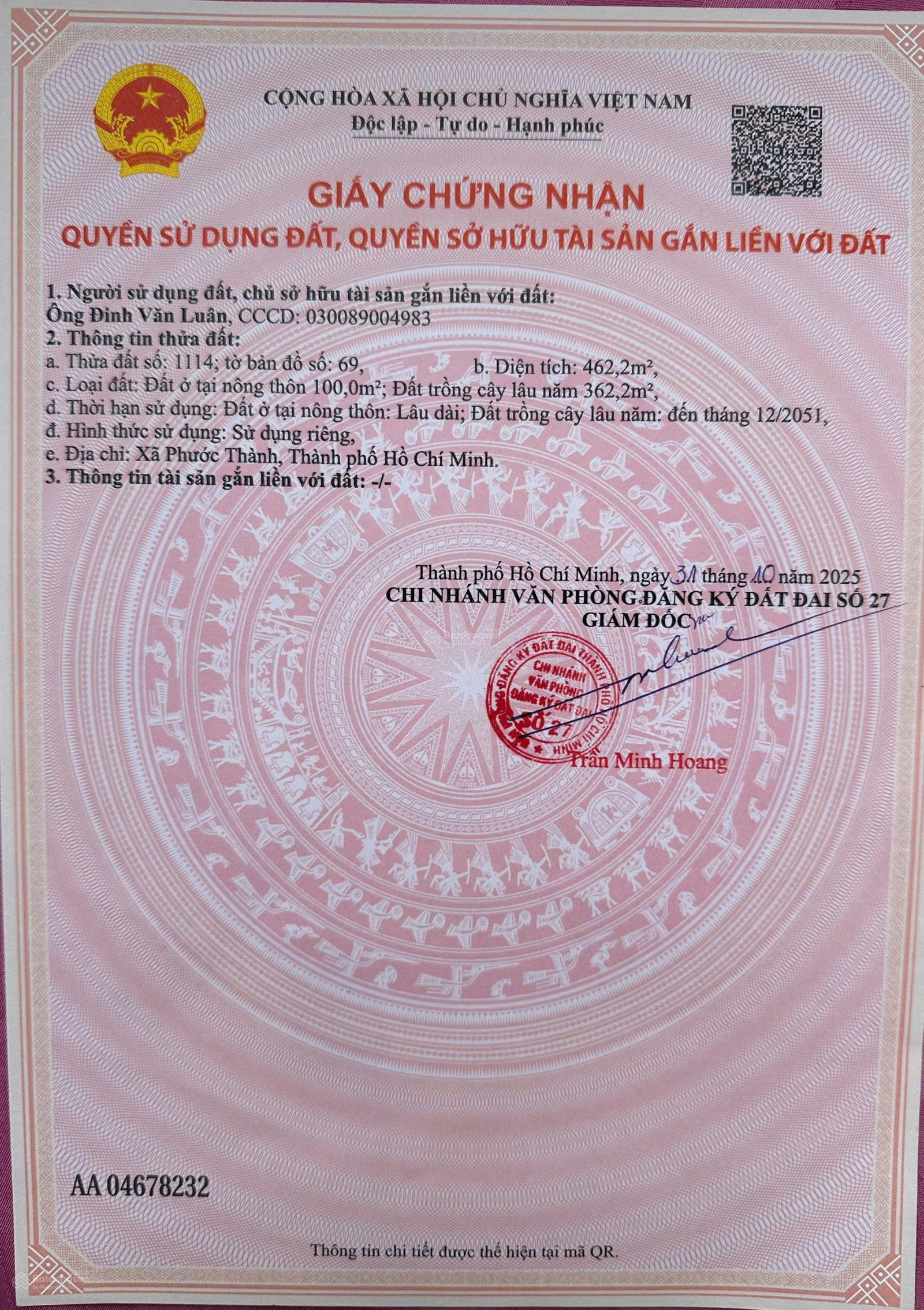  Bán đất mặt tiền DH507 gần chợ An Thái, Phú Giáo, Bình Dương, giá chỉ 2,3 tỷ 462m2 