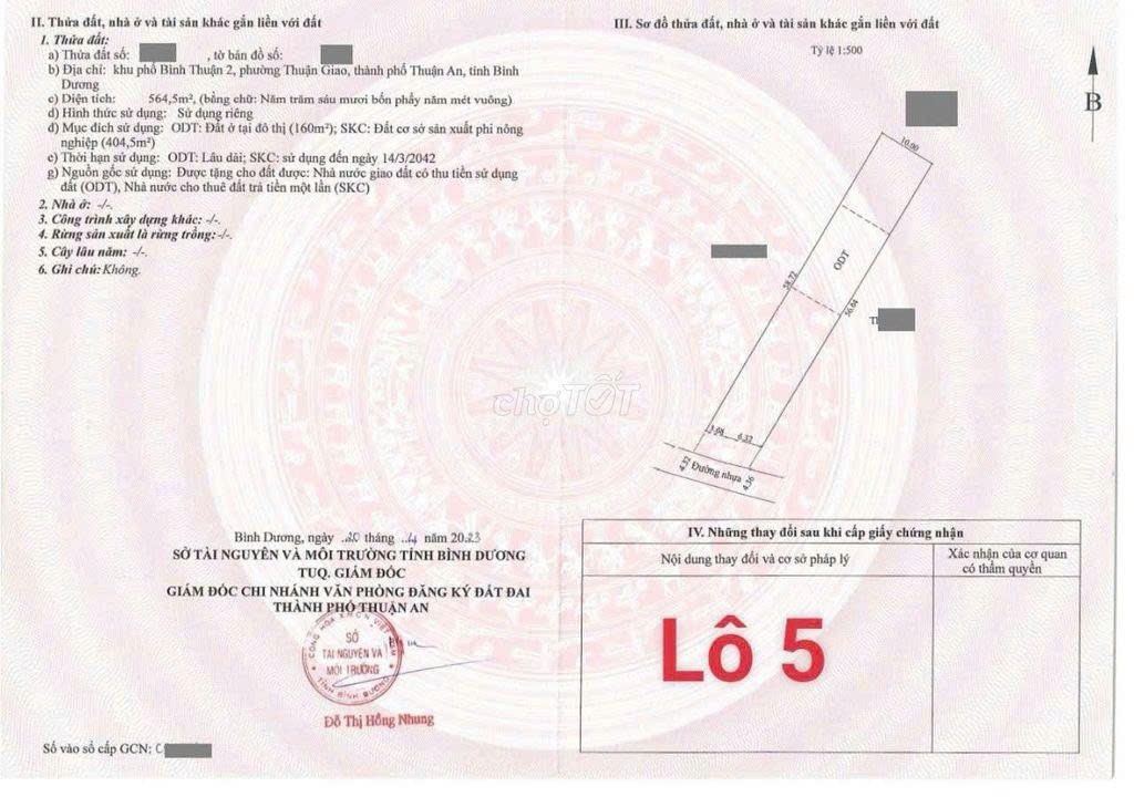  ĐẦU TƯ SINH LỜI - Cần Bán Đất KP Bình Thuận 2, Phường Thuận Giao, Thuận An, Bình Dương 