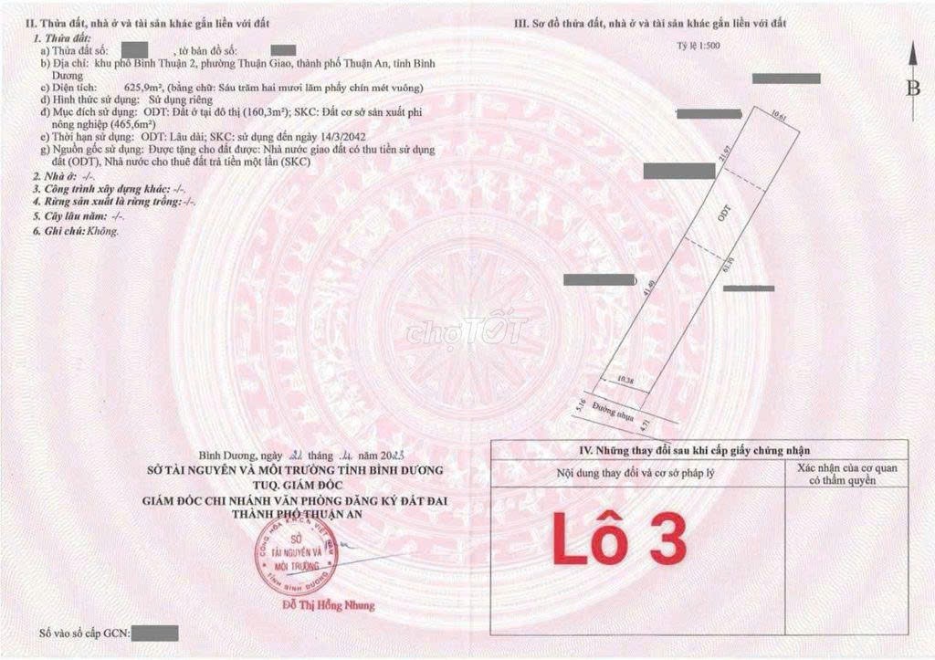  ĐẤT CHÍNH CHỦ - Cần Bán Tại KP Bình Thuận 2, Phường Thuận Giao, Thuận An, Bình Dương 