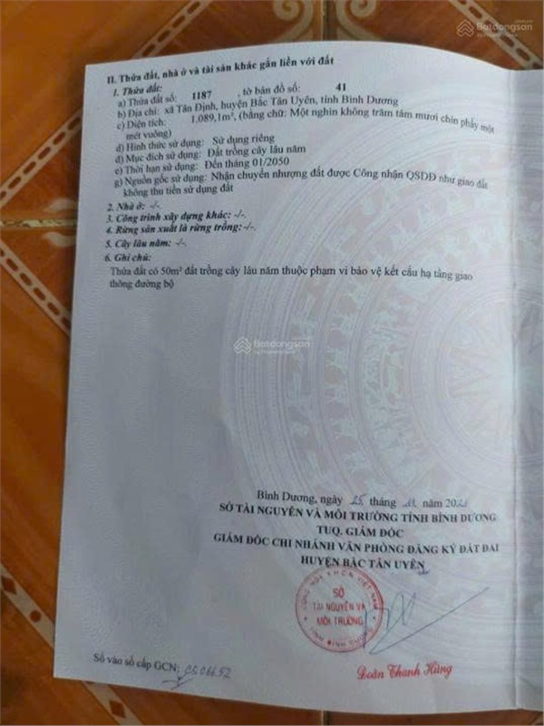  Đất Đẹp - Đầu Tư Sinh Lời - Bán Đất Xã Tân Định, Bắc Tân Uyên, Bình Dương 