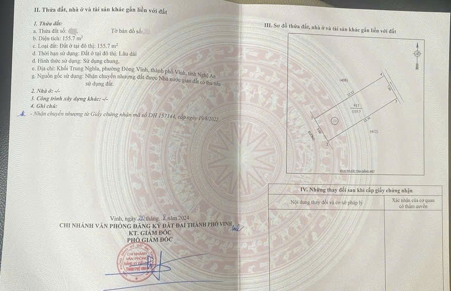  Đất 156m2 khu đấu giá mới Trung Nghĩa - Đông Vĩnh, TP Vinh 