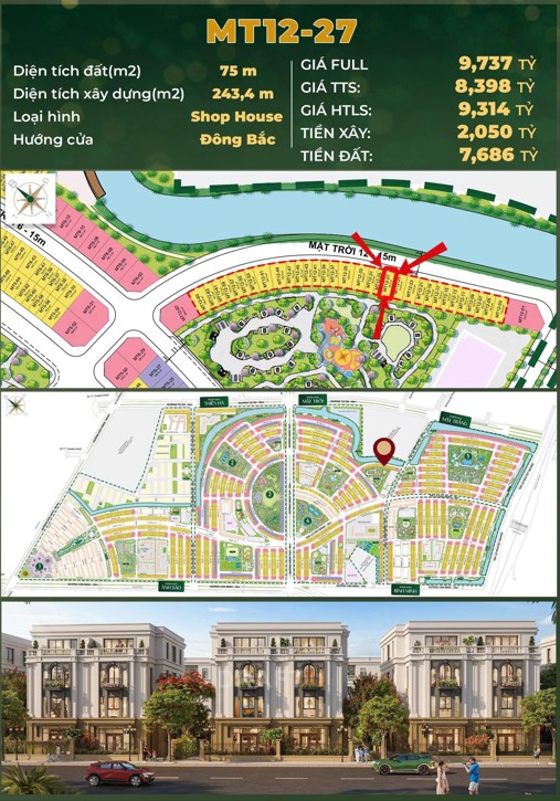  SHOPHOUSE 4 TẦNG – MT12-27  PHÂN KHU MẶT TRỜI – VINHOMES GOLDEN CITY 