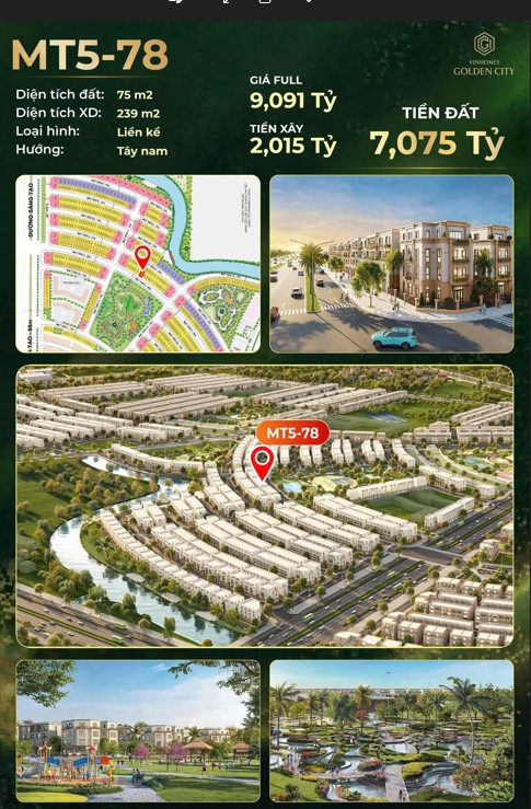  ???? LIỀN KỀ 4 TẦNG – MT5-78  VINHOMES GOLDEN CITY 