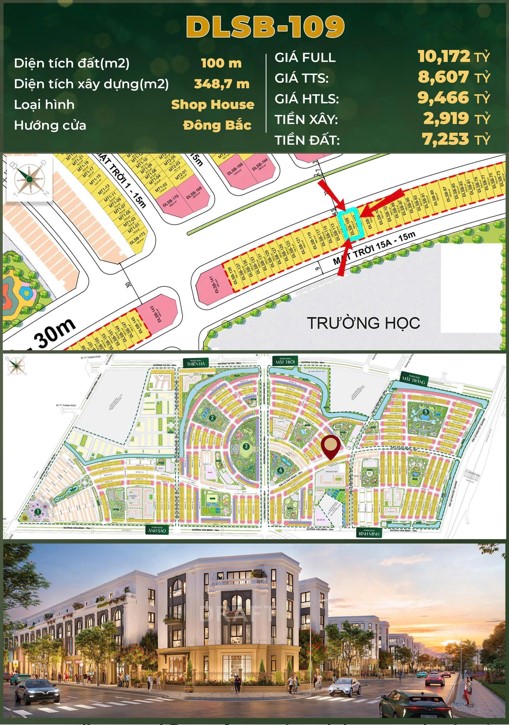  ???? SHOPHOUSE 4 TẦNG – DLSB-109  ĐẠI LỘ SAO BĂNG 30M – VINHOMES GOLDEN CITY 