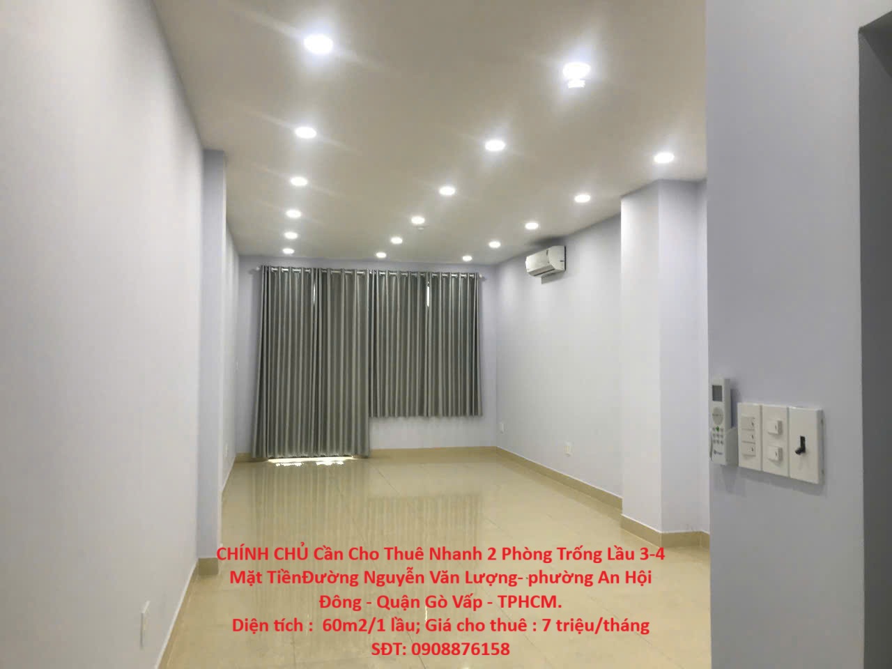  CHÍNH CHỦ Cần Cho Thuê Nhanh 2 Phòng Trống Lầu 3-4 Mặt Tiền Đường Nguyễn Văn Lượng- phường An Hội Đông 