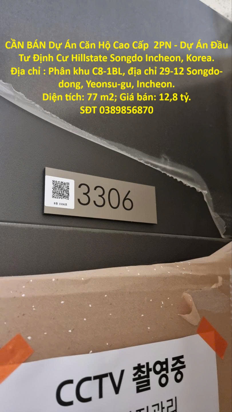  CẦN BÁN Dự Án Căn Hộ Cao Cấp  2PN - Dự Án Đầu Tư Định Cư Hillstate Songdo Incheon, Korea. 