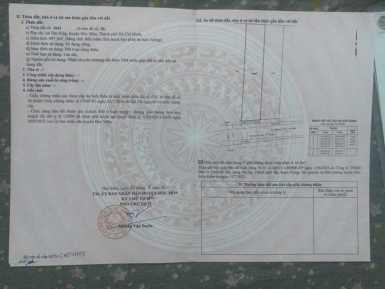  ĐẤT (20x50) FULL THỔ CƯ - MẶT TIỀN HT14, XÃ TÂN HIỆP, HÓC MÔN CHỈ 23.5 TỶ 