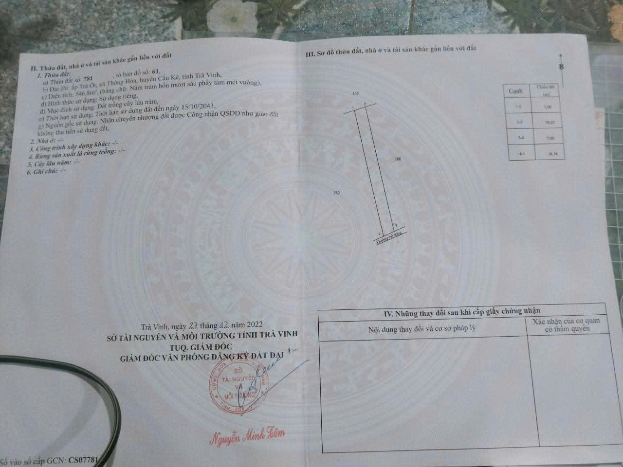  ĐẤT ĐẸP – GIÁ TỐT  – CHÍNH CHỦ CẦN BÁN TẠI Ấp Trà Ốt, xã Thông Hoà, Cầu Kè, Trà Vinh 