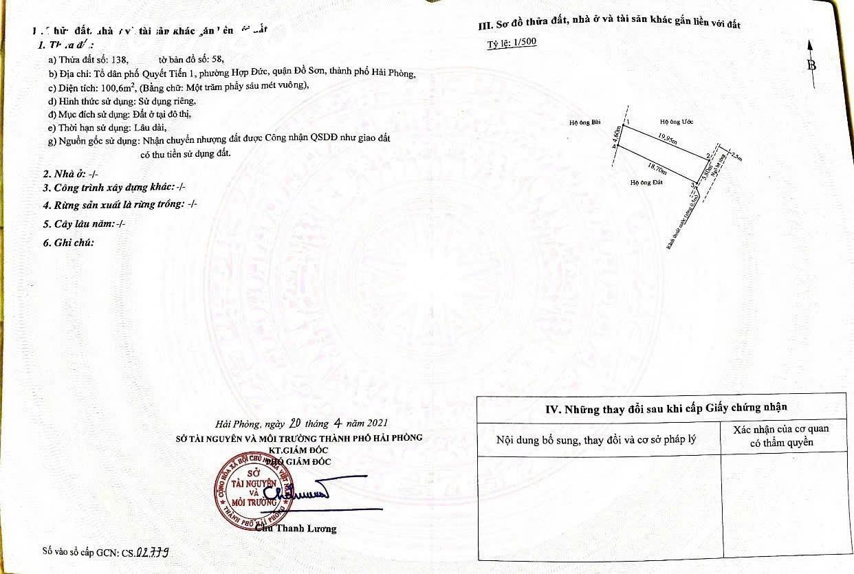  CHÍNH CHỦ BÁN – LÔ ĐẤT GIÁ RẺ GẦN BIỂN – HỢP ĐỨC, ĐỒ SƠN, HẢI PHÒNG 