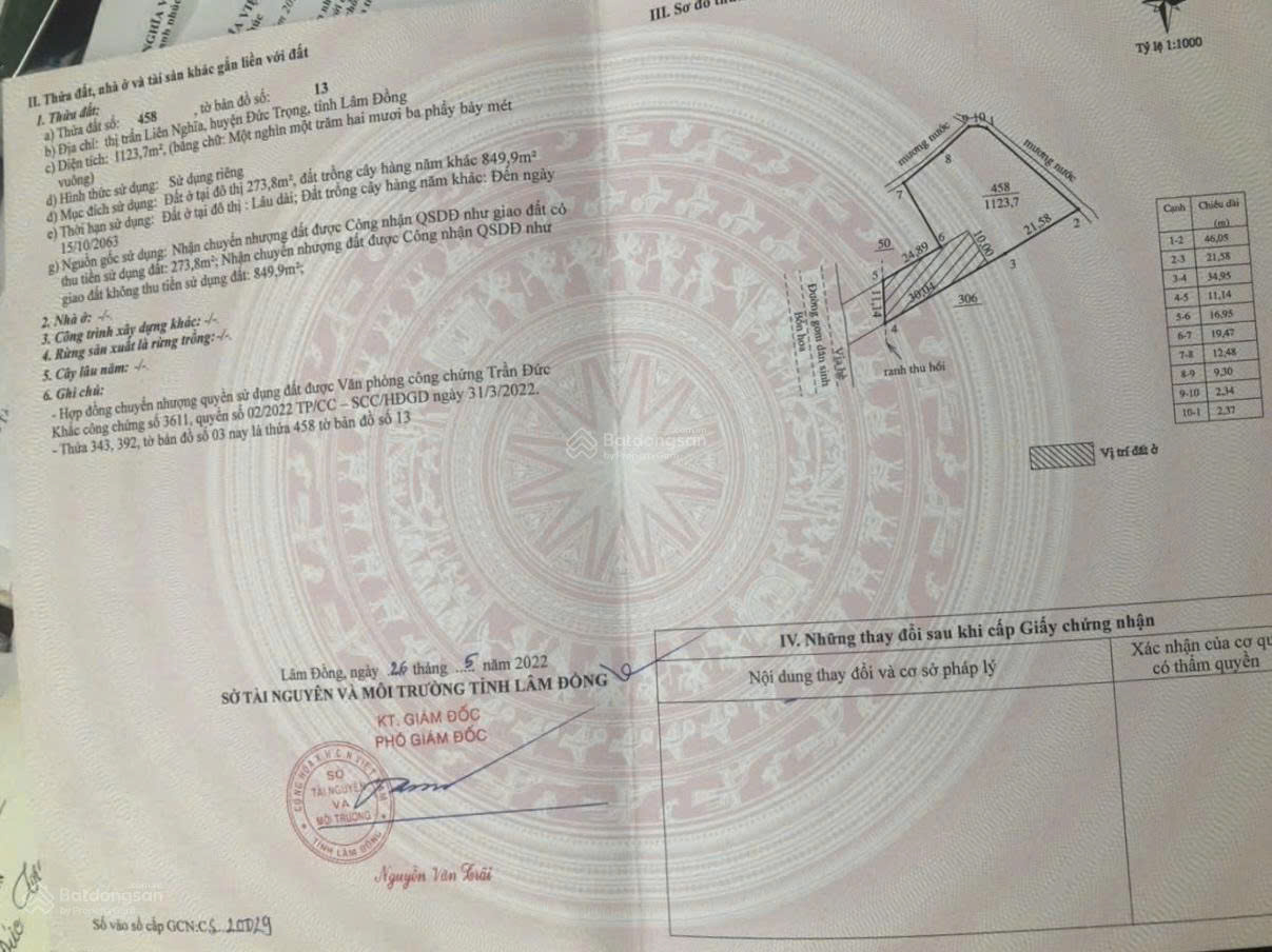  Bán đất rộng đẹp, view thoáng, sổ đỏ chính chủ ngay trung tâm (hơn 1000m2) 