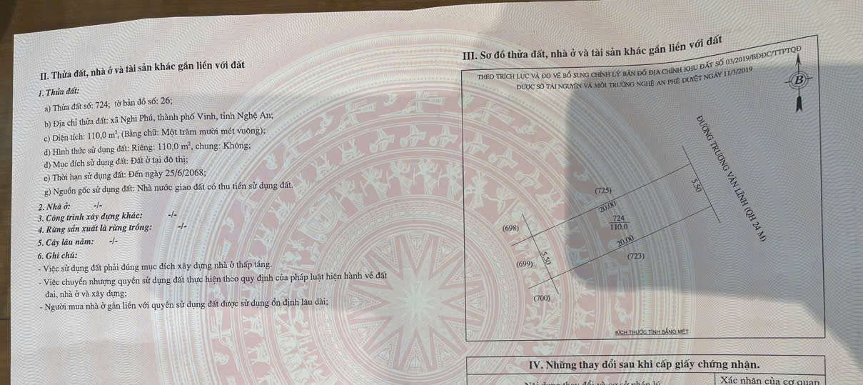  Bán 110m2 đất đẹp mặt đường Trương Văn Lĩnh - Nghi Phú, TP Vinh 