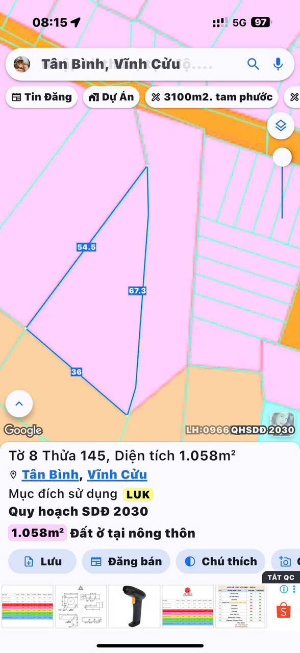  Bán đất tại Phường Tân Triều. Vĩnh Cửu. Đồng Nai-0909808615 