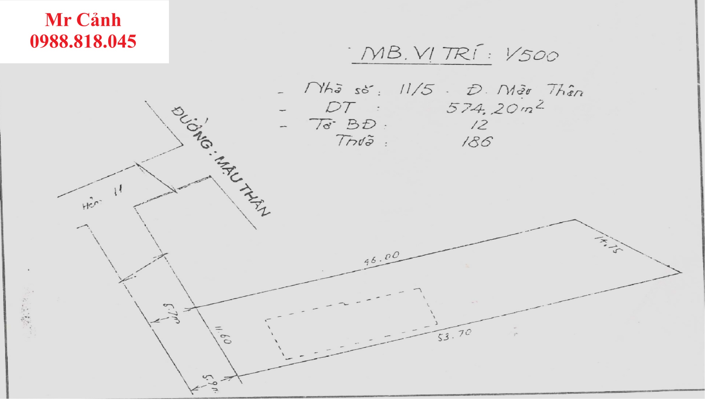  Bán nhà hẻm 11/5 đường Mậu Thân, phường Xuân Khánh, quận Ninh Kiều, Cần Thơ, 574.2m2 x 3 tầng, miễn TG 