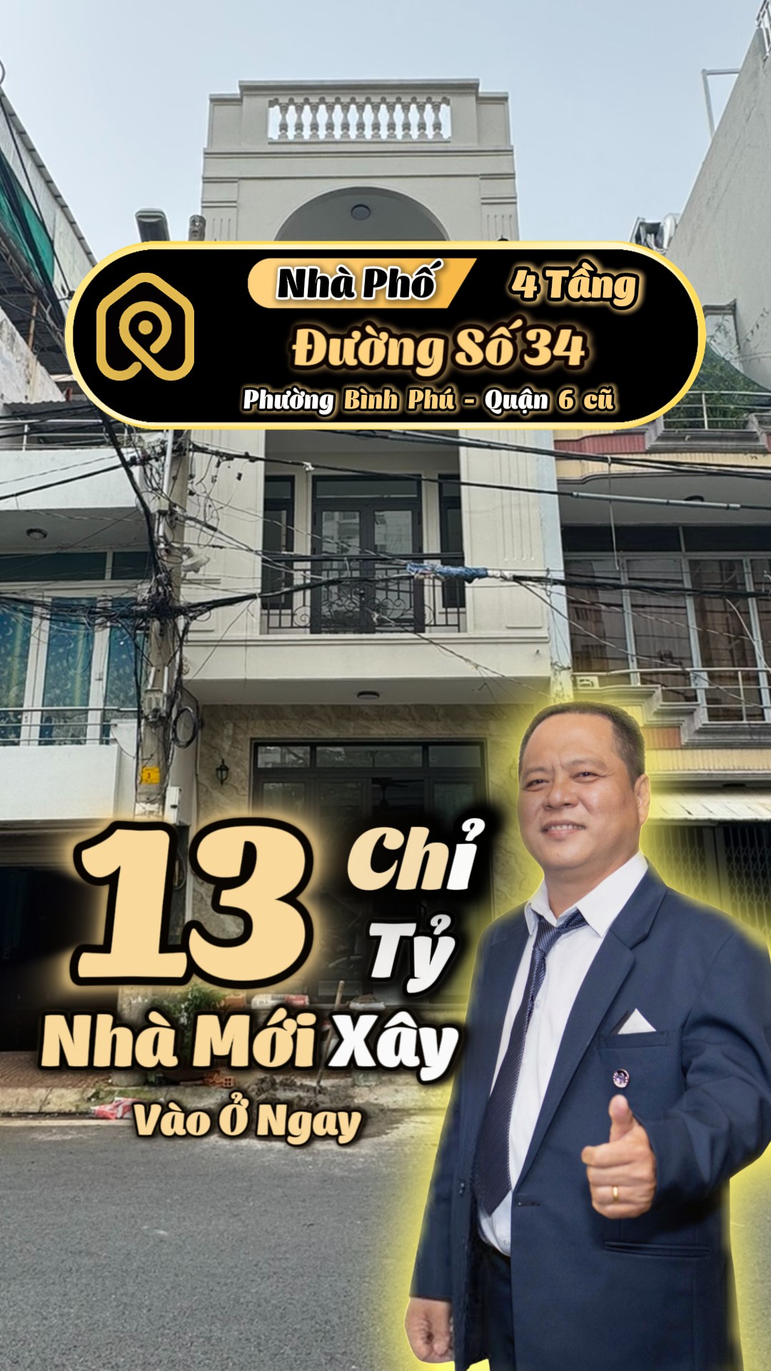  ???? Nhà Mới Xây 4 Tầng – MT Khu Bình Phú - 5PN – Giá 13 Tỷ - Tìm Nhà Phố 