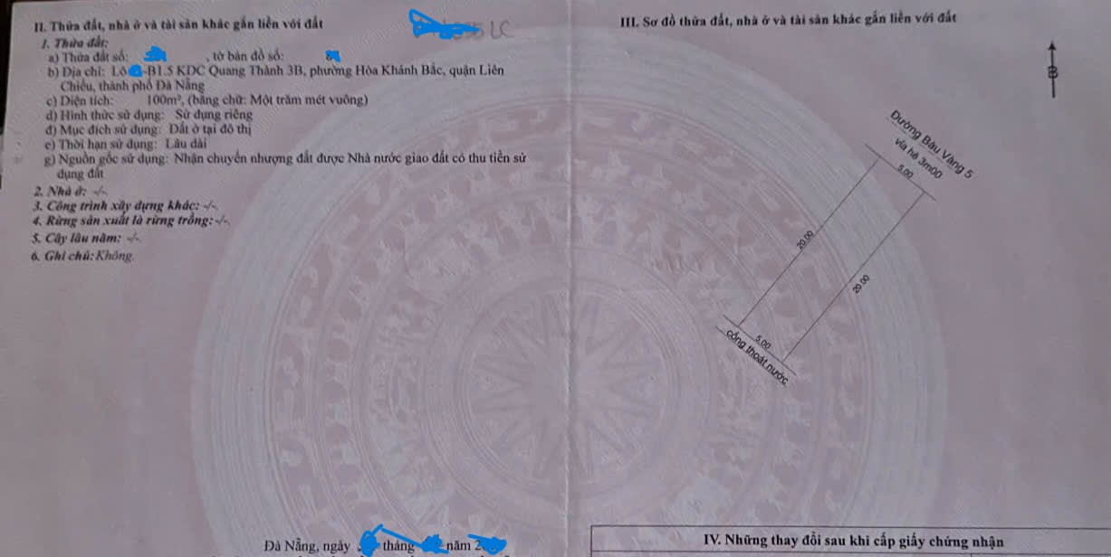  ????????Bán đất đường 7,5m Bàu Vàng 5 - Ngày Đại học BK 