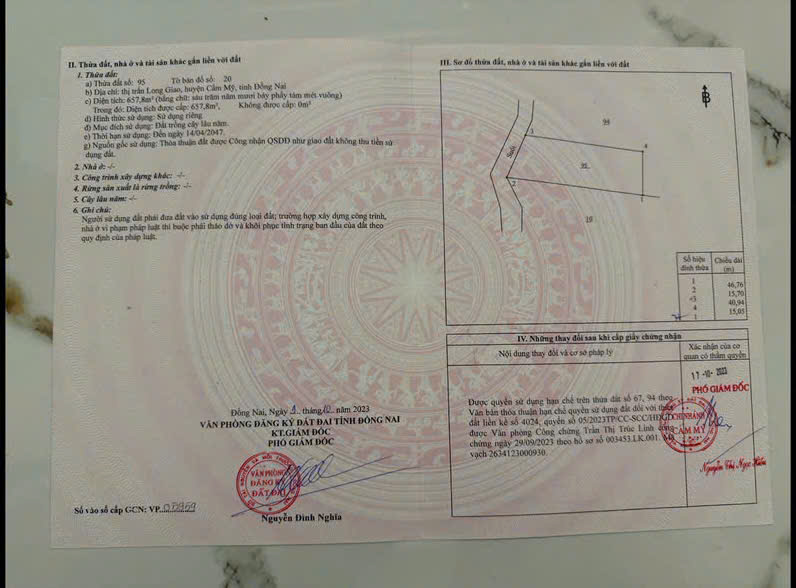  Chính Chủ Bán Gấp 657,8m2 Đất Mặt Tiền Đường QL56, Thị Trấn Long Giao, Cẩm Mỹ, Đồng Nai. SHR  