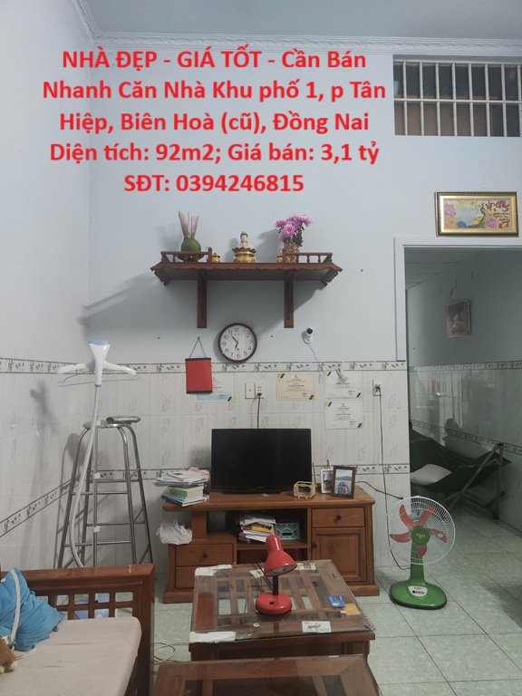  NHÀ ĐẸP - GIÁ TỐT - Cần Bán Nhanh Căn Nhà Khu phố 1, p Tân Hiệp, Biên Hoà (cũ), Đồng Nai 