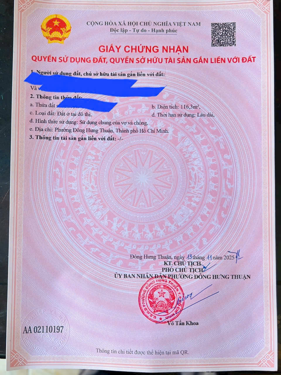  BÁN LÔ ĐẤT (6.8X19) GÓC 2 MẶT TIỀN DUƠNG THỊ GIANG, TÂN THỚI NHẤT, Q12 