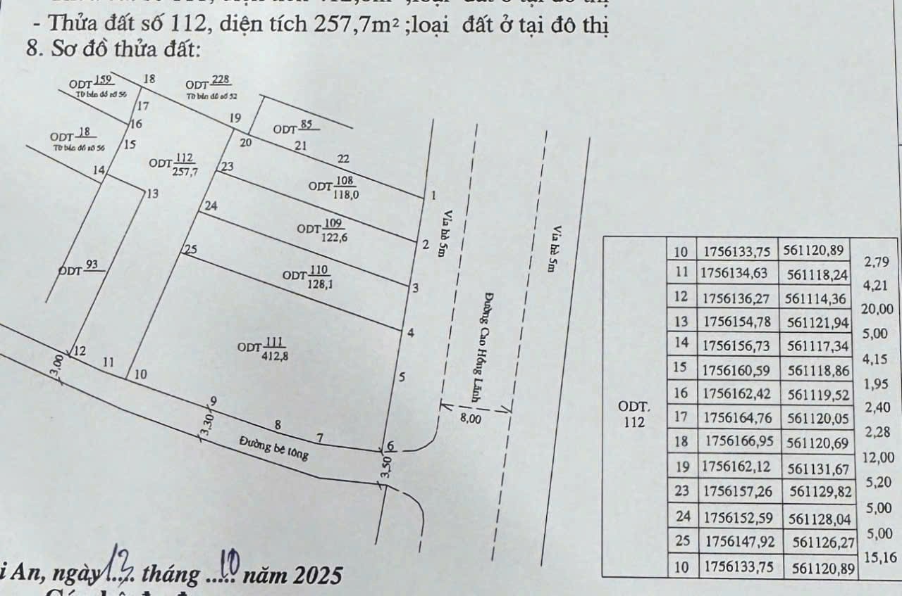  ĐẤT ĐẸP  – CẦN BÁN 2 Lô 93 Và 112 Tại Số 10 Cao Hồng Lãnh, Phường Cẩm Phô, TP. Hội An, Quảng Nam. 