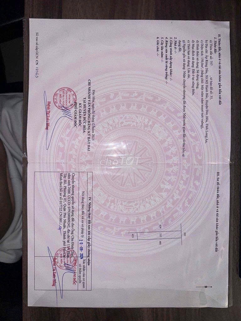  ĐẤT CHÍNH CHỦ - THỔ CƯ 100% - 3 MẶT TIỀN Tại Lục Viên, Xã Mỹ Hạnh Bắc, Huyện Đức Hòa, Long An 