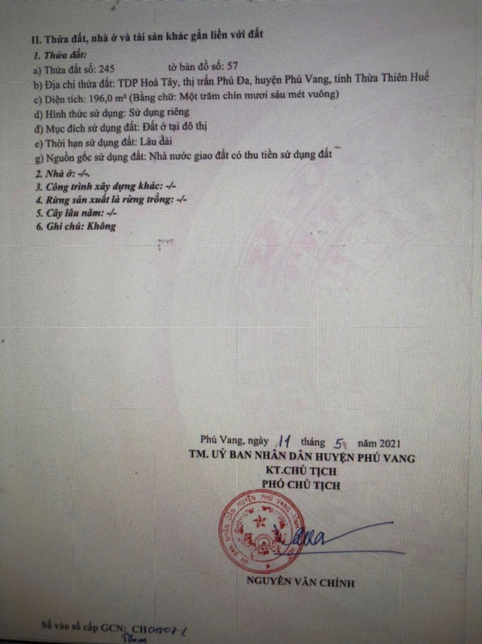  ĐẤT ĐẸP - GIÁ ĐẦU TƯ- CẦN BÁN LÔ ĐẤT KQH Hòa Tây Tại Phú Vang,TP.Huế, Thừa Thiên Huế 