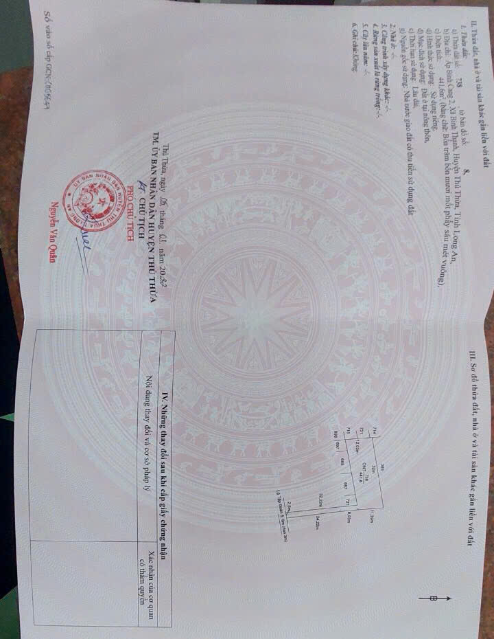  Chính chủ bán đất full thổ cư tại Ấp Bình Cang 2, Xã Thủ Thừa, tỉnh Tây Ninh (giáp phường Long An) 