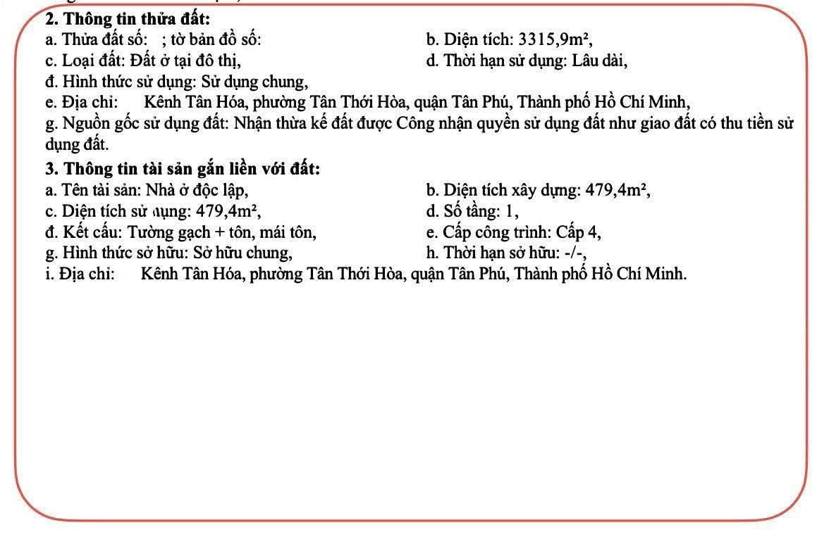  SIÊU BOM TẤN ĐẦU TƯ – ĐẤT MẶT TIỀN KÊNH TÂN HOÁ, TÂN PHÚ GIẢM SÂU KHÔNG TƯỞNG! 