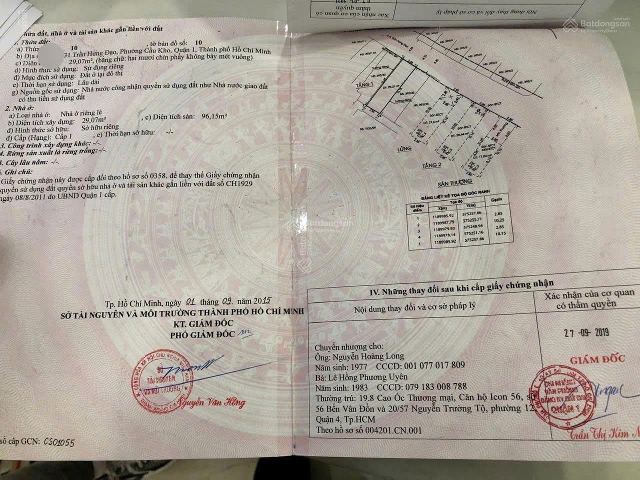  (Chính chủ) bán nhà Q1 P Cầu Kho 2 mặt tiền 4 tầng + tum 30m² DTSD 150m² 11,5 tỷ (TL) 