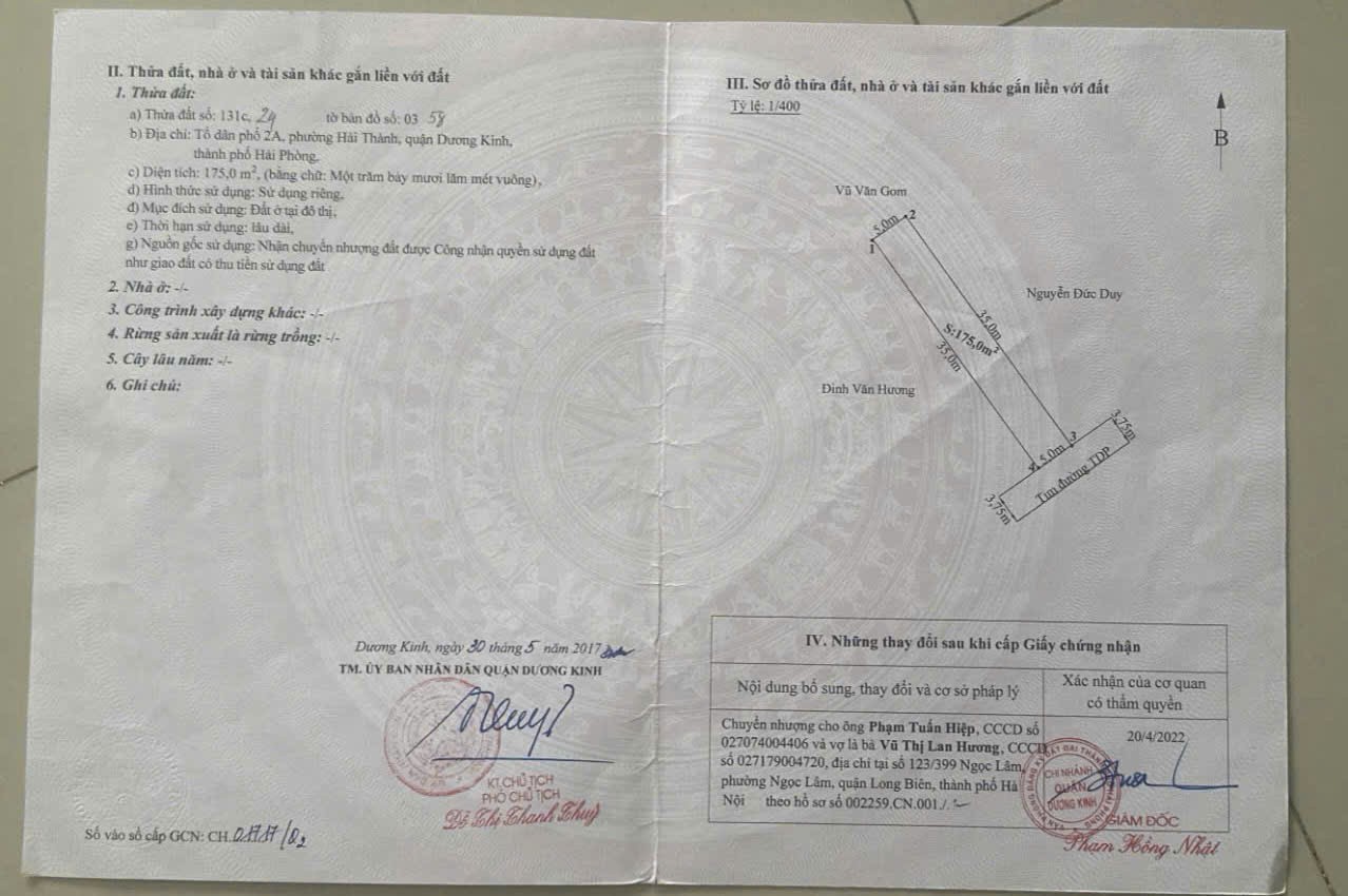  175M² GIÁ 23,x TRIỆU/M² – MẶT ĐƯỜNG CHỢ HẢI THÀNH 2, DƯƠNG KINH  ZALO 0567 222 555 