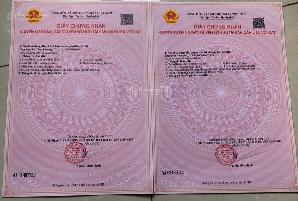  Bán gấp 225m² đất đẹp Xã Tam Thôn Hiệp, huyện Cần Giờ, thành phố HCM 