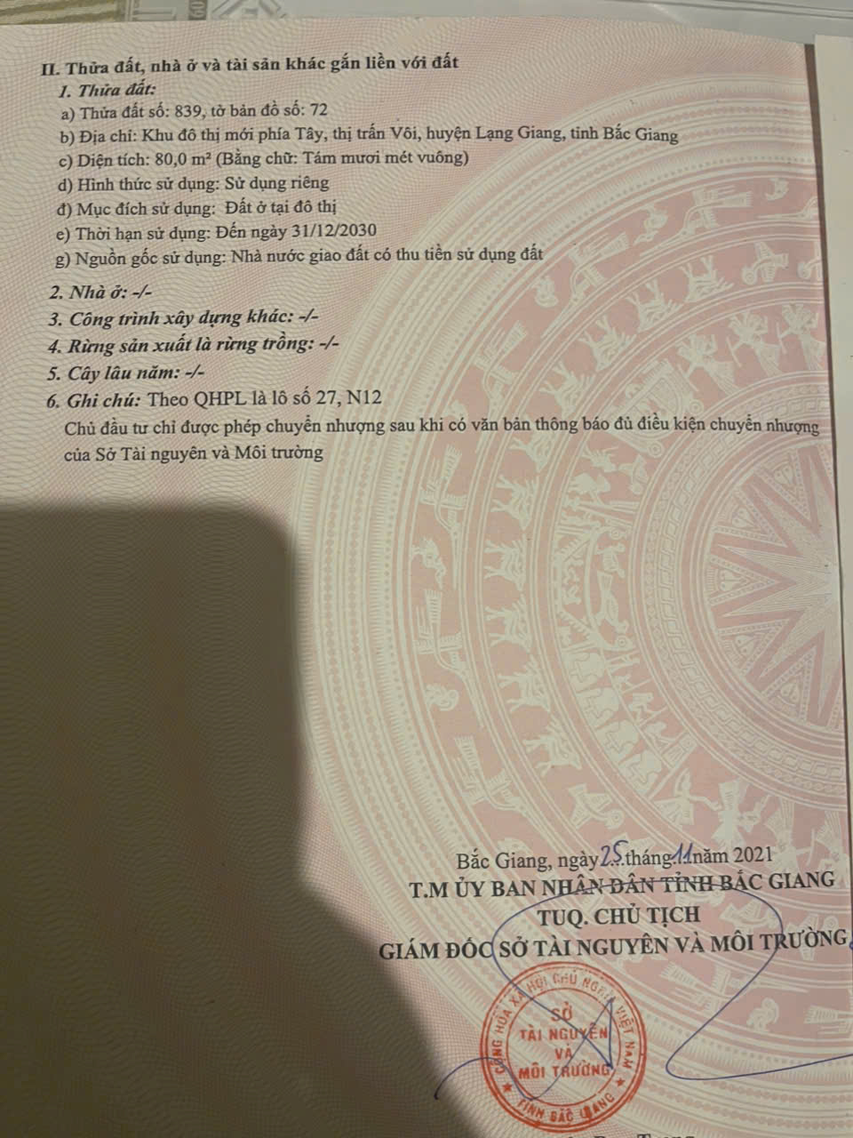  CƠ HỘI VÀNG – BÁN LÔ ĐẤT VIEW HỒ TẠI KHU ĐÔ THỊ MỚI PHÍA TÂY, THỊ TRẤN VÔI – LẠNG GIANG – BẮC GIANG 