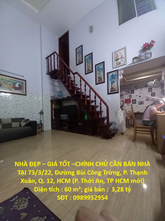  NHÀ ĐẸP – GIÁ TỐT –CHÍNH CHỦ CẦN BÁN NHÀ TẠI 73/3/22, Đường Bùi Công Trừng, P.Thạnh Xuân, Q.12, HCM 
