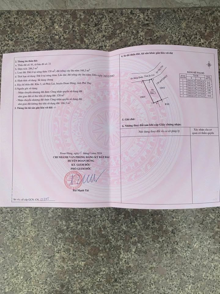  Chính chủ cần bán lô đất Tại Đoan Hùng - Phú Thọ. 